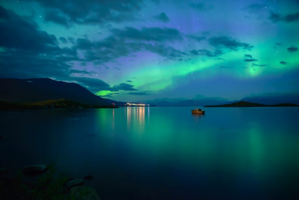 Northern lights background in Abisko national park in Sweden