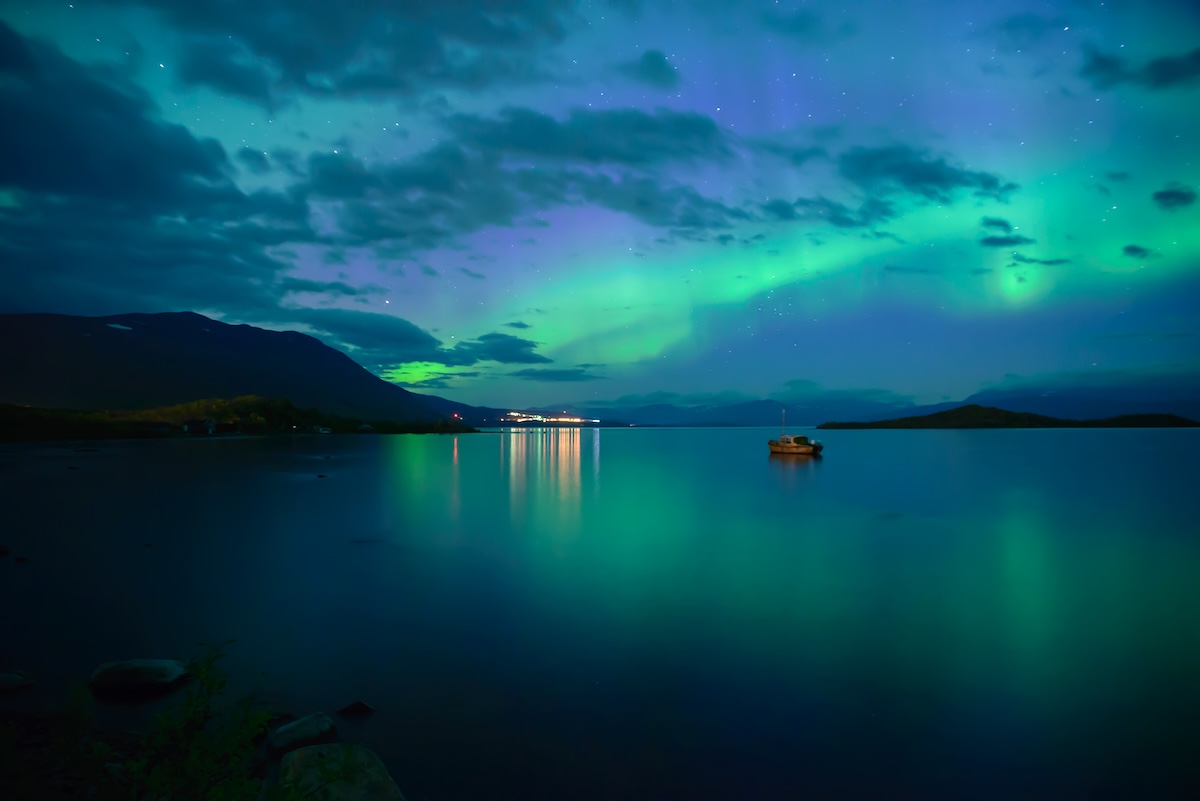 Northern lights background in Abisko national park in Sweden