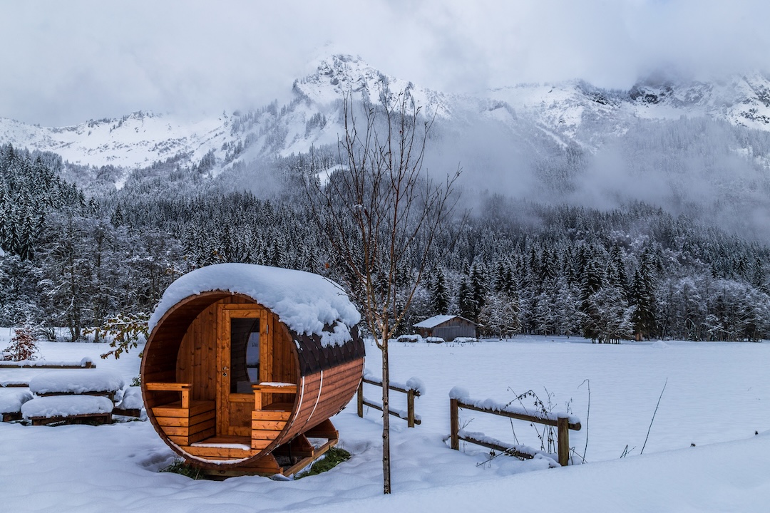 Sauna in a snowy landscape