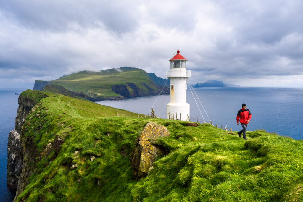 Lighthouse on Mykinesholm (Mykinesholmur), Mykines Island, Faroe Islands