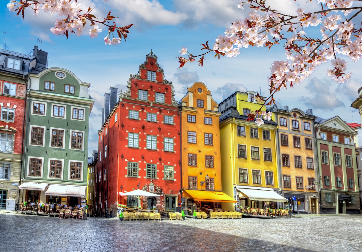 Stortorget square in Stockholm old town (Gamla Stan) in spring, Sweden