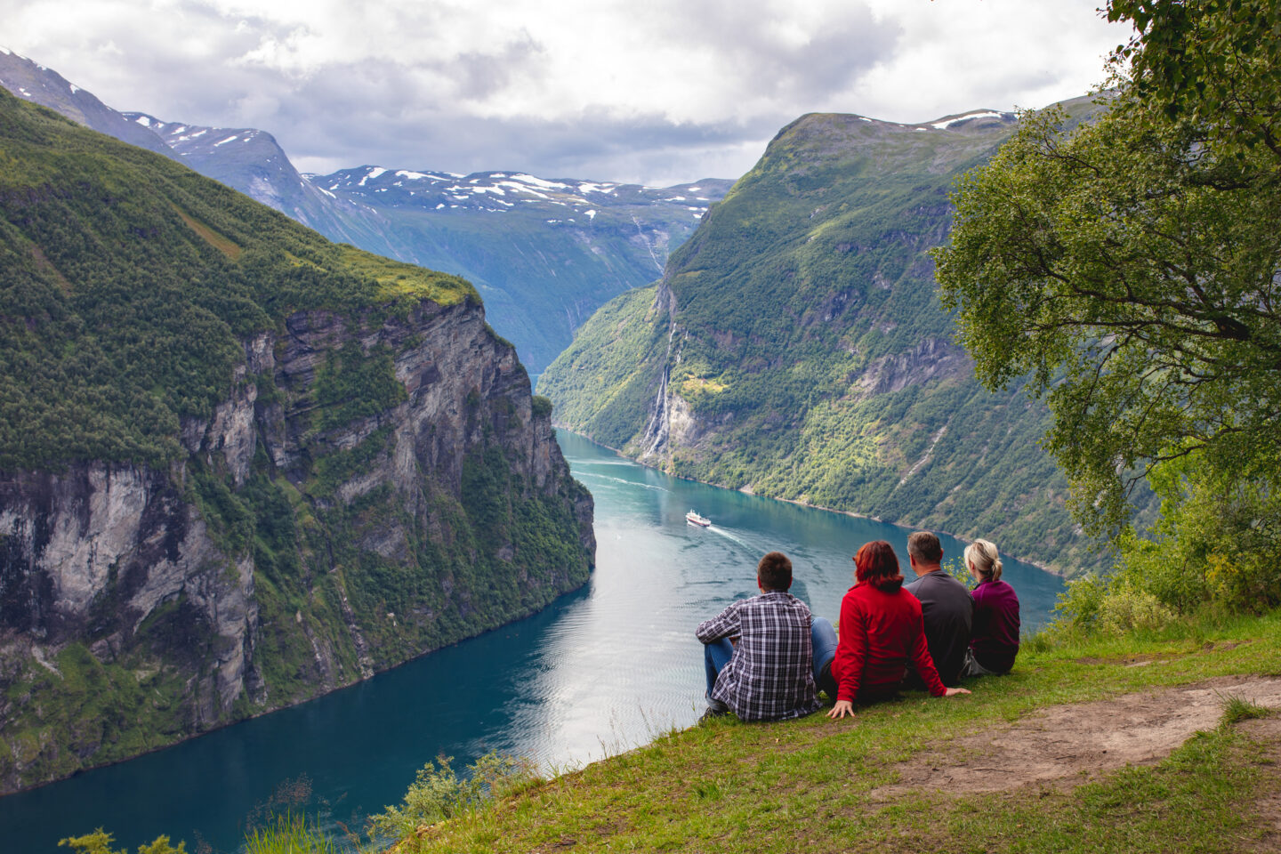 People looking at the Geirangerfjord, Norway