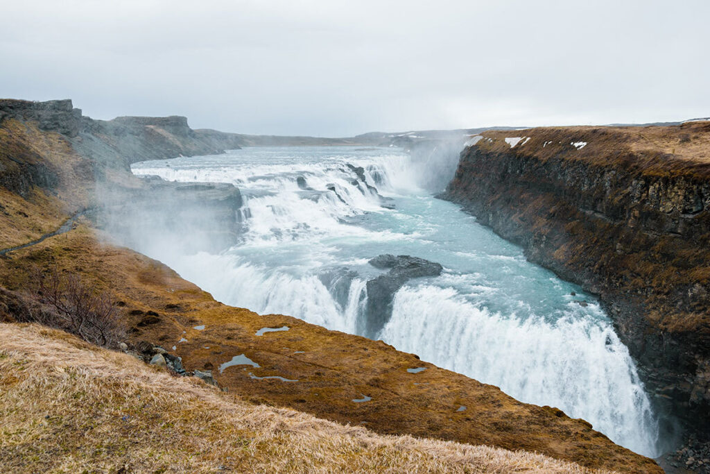 A Cascata de Gullfoss, no Golden Circle