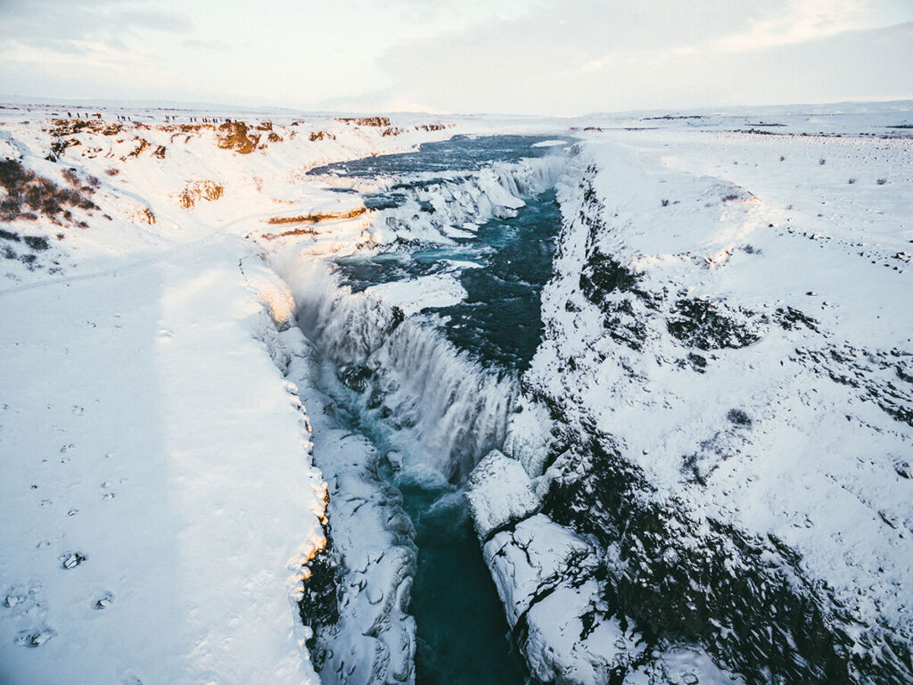 A Cascata Dourada, ou Gullfoss, no Golden Circle