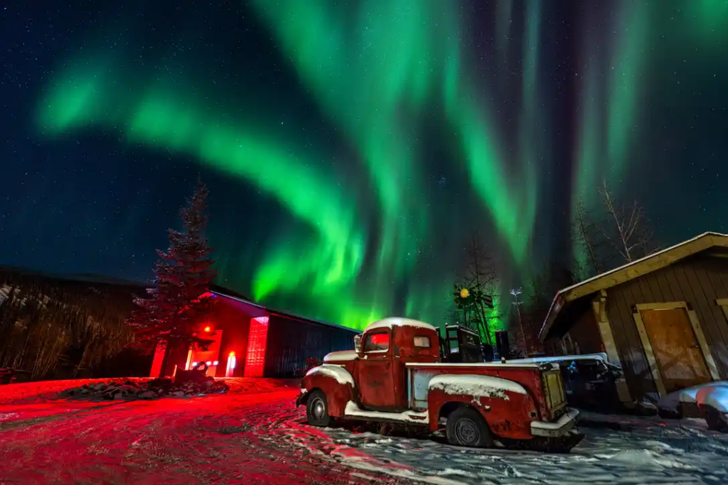 Aurora Boreal sobre Chena Hot Springs - Alasca - FORN