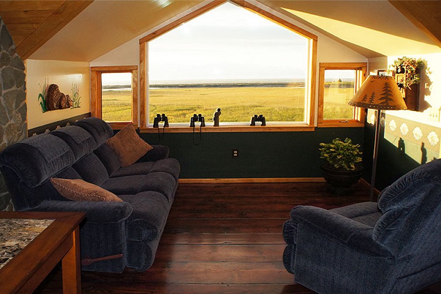 Sala de leitura no Homestead Lodge - Alasca FORN