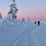 Pessoas esquiando no Parque Nacional de Urho Kekkonen – Saariselkä – Finlândia